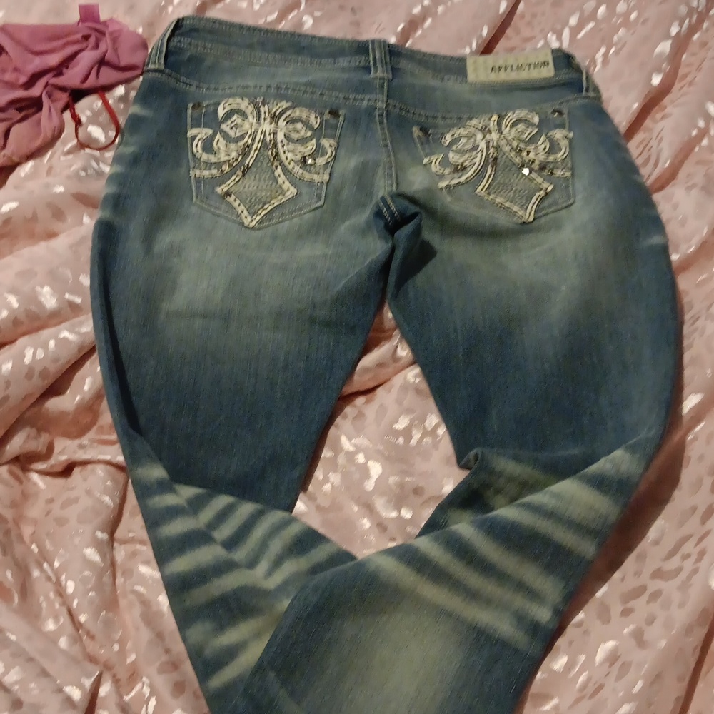 Affliction NWT Live Fast Raquel Jean's. Gorgeous embroidery. 28 - Picture 7 of 7
